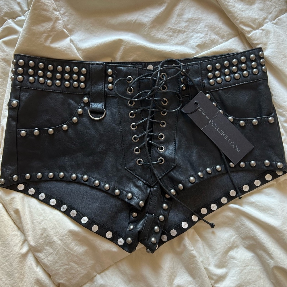 NEW Doll’s Kill Vegan Leather Studded Shorts